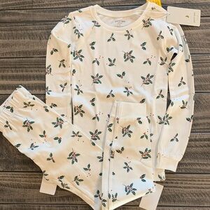 Petit Lem White and Green Leaf Print Kids Pajamas